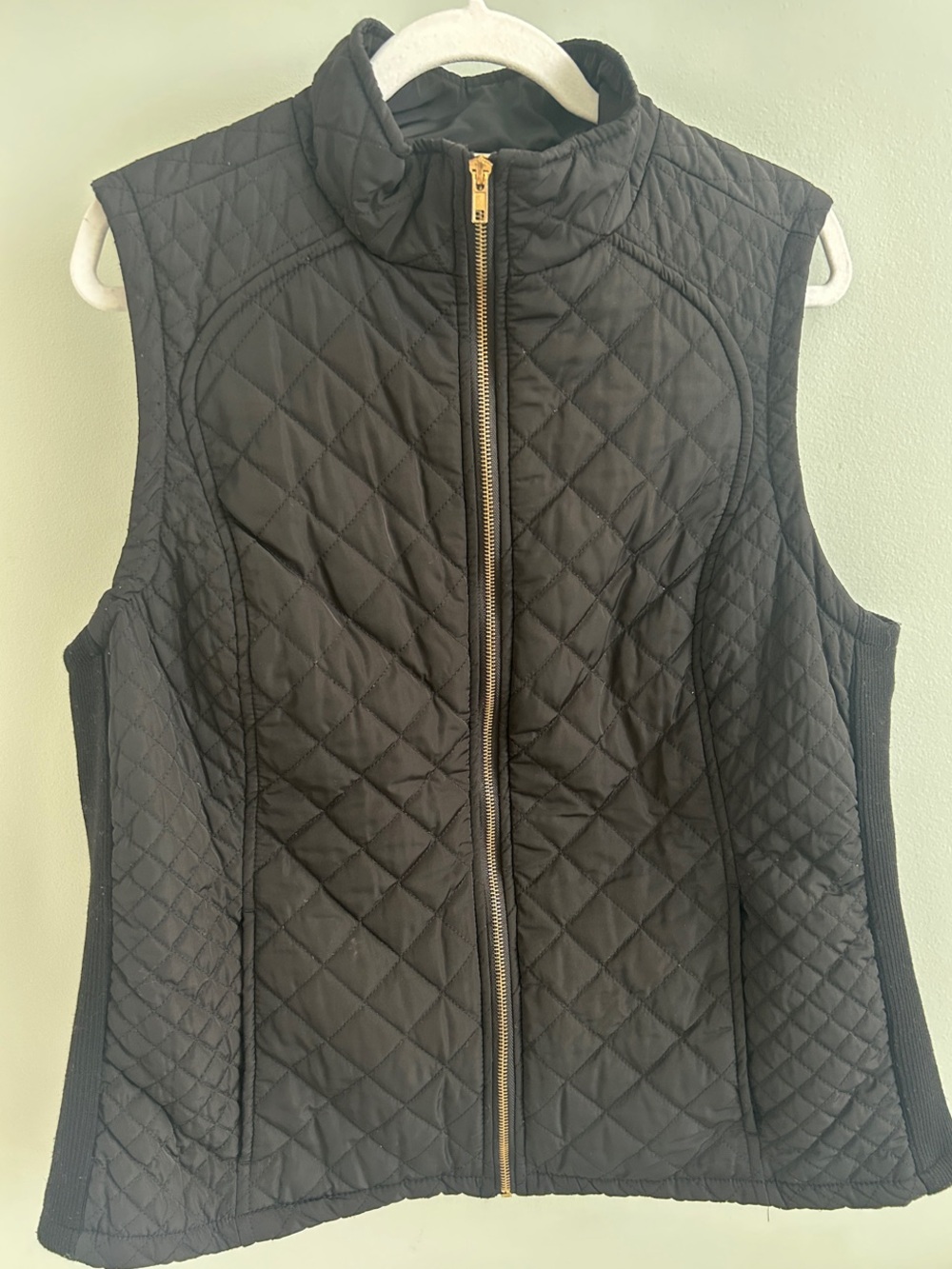 Cambridge Dry Goods Black Quilted Vest with Gold Zipper